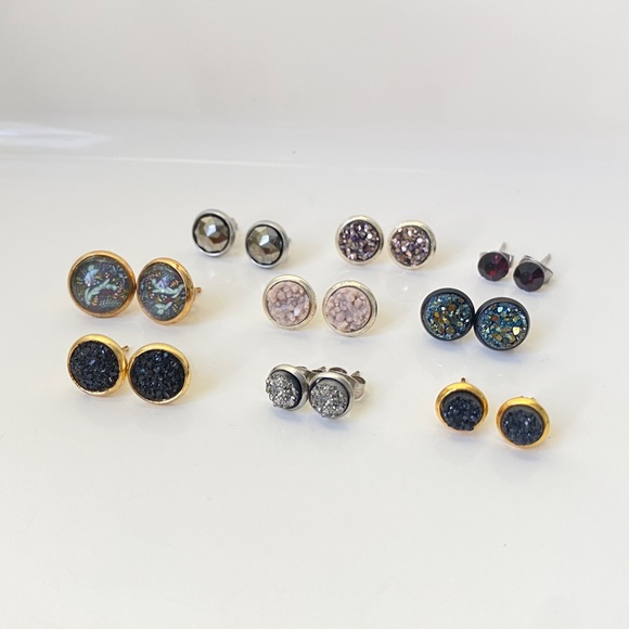 Lot of 9 pairs of handmade stud earrings - Picture 1 of 3